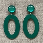 Boucles d’oreilles Clips résine vert émeraude made in France