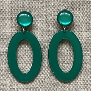 Boucles d’oreilles Clips résine vert émeraude made in France