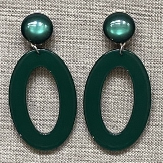 Boucles d’oreilles Clips vert sapin résine made in France