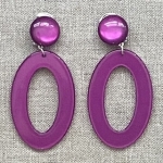 Boucles d’oreilles Clips violet résine made in France