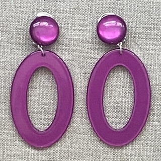 Boucles d’oreilles Clips violet résine made in France