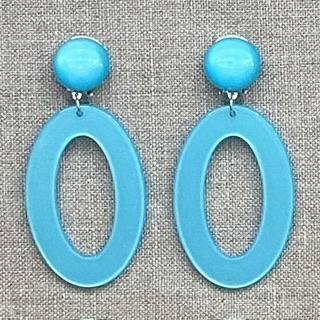 Boucles d’oreilles Clips turquoise résine made in France