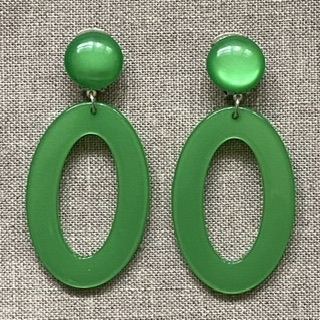 Boucles d’oreilles Clips vert vif résine made in France