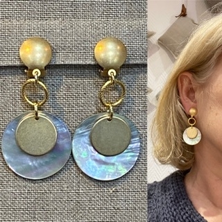 Boucles d’oreilles clips percées nacre et dorée Made in France