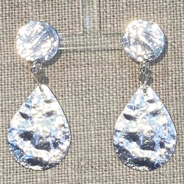 Boucles d’oreilles argenté martelées Made in France clips percées