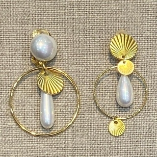 Boucles d’oreille clips dorées et perles Made in France