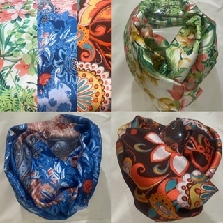 Snood satin de soie motif divers et élégants foulard Made in France