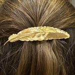 Barrette plume dorée Made in france coiffure cheveux femme