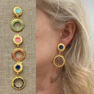 Boucles d’oreilles clips émail et dorée Made in France couleur femme