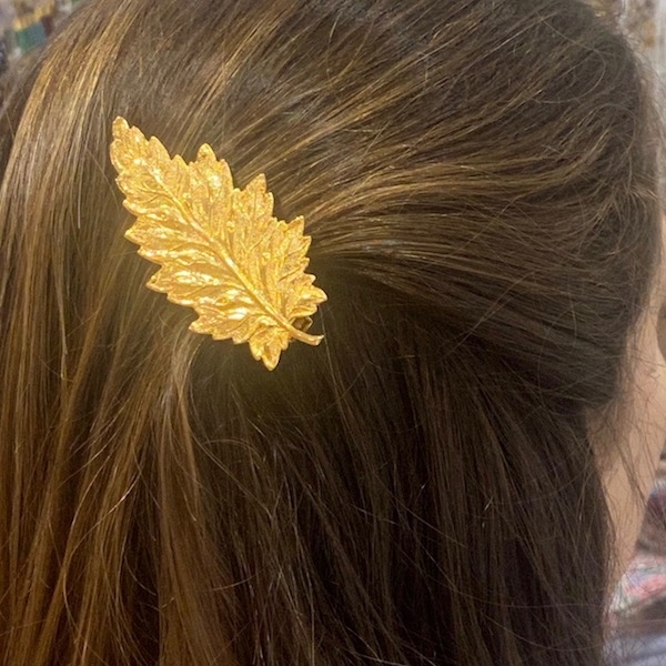 Pince feuille dorée Made in France cheveux femme coiffure