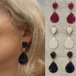 Boucles d’oreilles émail et doré percées Made in France couleur