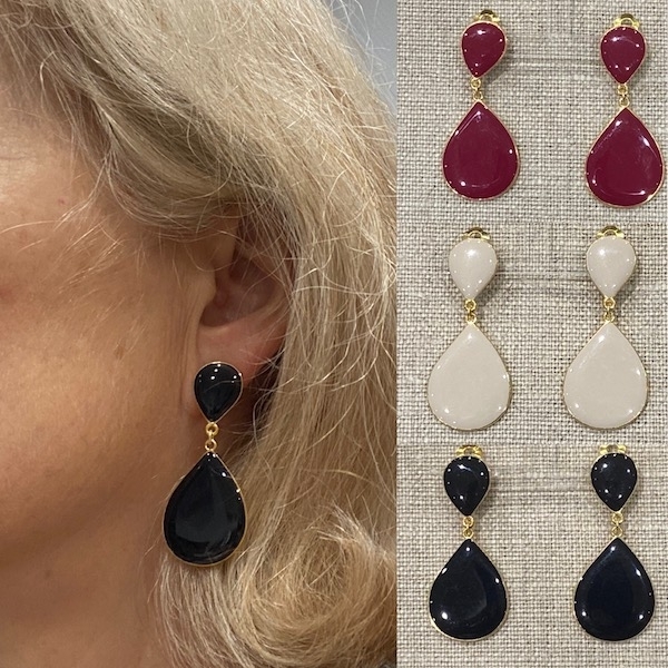 Boucles d’oreilles émail et doré percées Made in France couleur