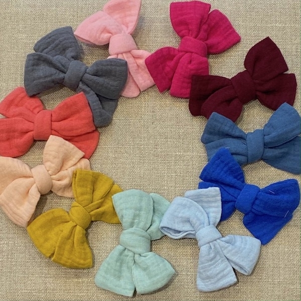 Barrette pince cheveux double gaze personnalisé fille Made in France