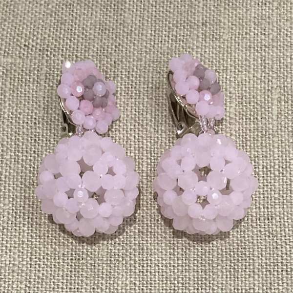 boucles d'oreilles clips rose pâle