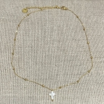collier doré acier inoxydable nacre croix