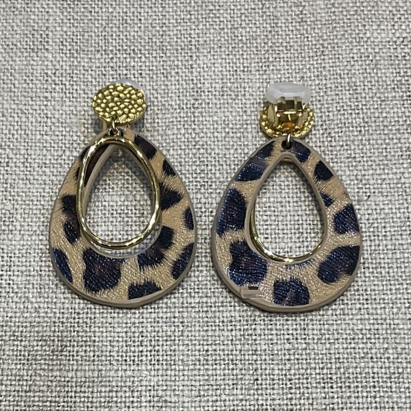 boucles d'oreilles clips panthère léopard