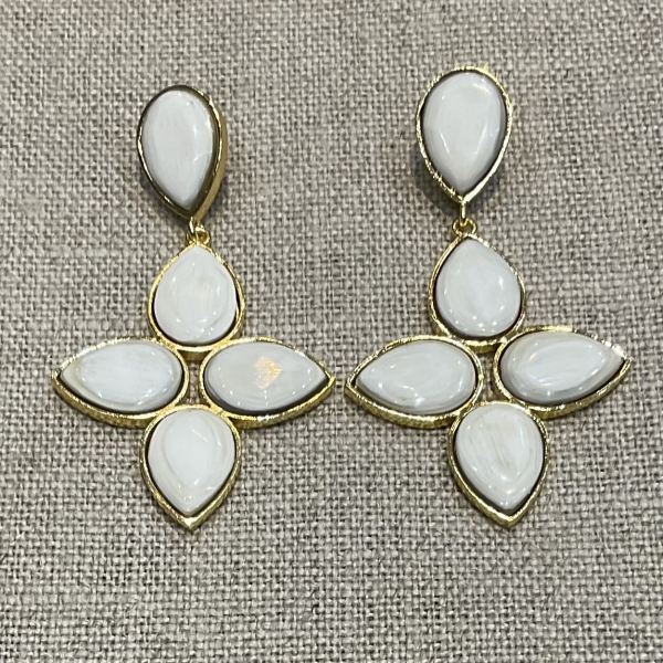 boucles d'oreilles clips corne de buffle blanc