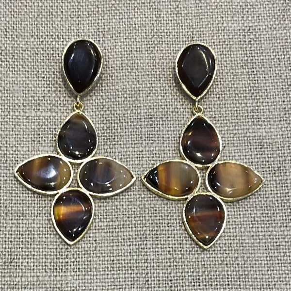 boucles d'oreilles clips corne de buffle marron