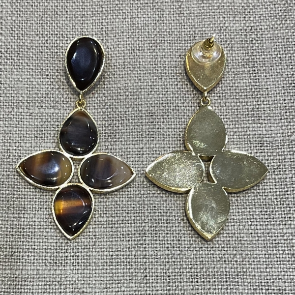 boucles d'oreilles clips corne de buffle marron