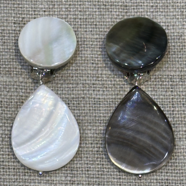 Goutte nacré  gris et blanc