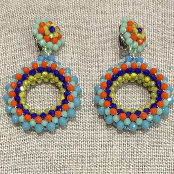 boucles d'oreilles clips couleurs