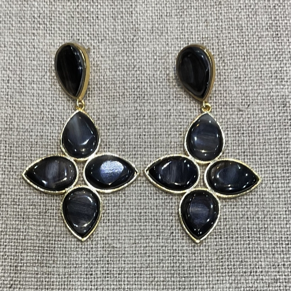 Boucles d'oreille corne noir clips