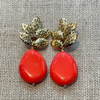 Boucles d’oreilles Clips made in France couleur et feuilles dorées
