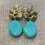 Boucles d’oreilles Clips made in France couleur et feuilles dorées