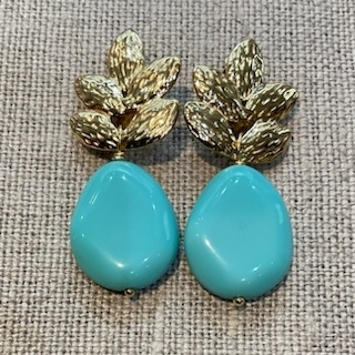 Boucles d’oreilles Clips made in France couleur et feuilles dorées