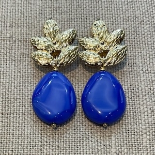 Boucles d’oreilles Clips made in France couleur et feuilles dorées