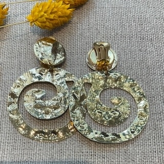 Boucles d’oreilles clip made in France doré martelé