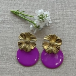Boucles d’oreilles fleurs dorées Violet