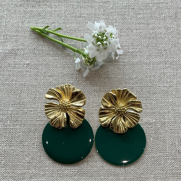 Boucles d’oreilles fleurs dorées