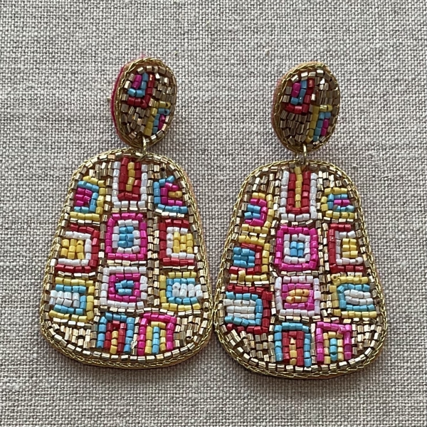 Boucles d’oreilles percées perles de rocailles Rose