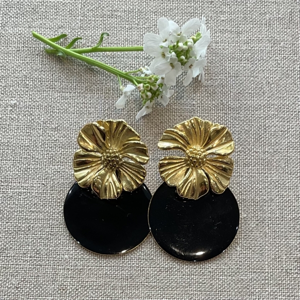Boucles d’oreilles couleur fleur acier inoxydable