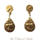 Boucles d’oreilles dorée martelées Made in France clips percées