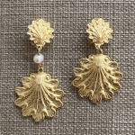 Boucles d’oreilles dorée mat percées clip feuillage Made in France