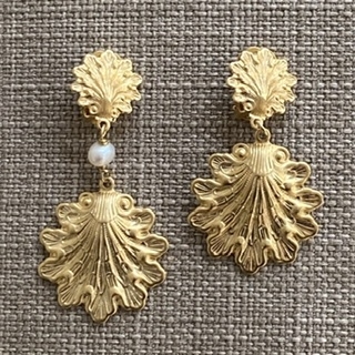 Boucles d’oreilles dorée mat percées clip feuillage Made in France