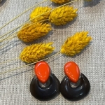 Boucles d’oreilles Clips corne laquée orange