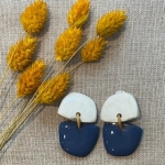 Boucles d’oreilles clip corne de buffle laquée Bleu