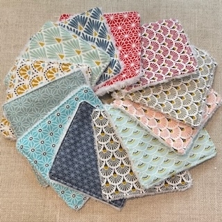Lingettes démaquillantes tissu géométrique made in France