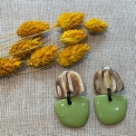 Boucles d’oreilles Clips corne laquée vertes