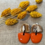 Boucles d’oreilles Clips corne laquée orange