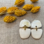 Boucles d’oreilles Clips corne de buffle laquée ivoire