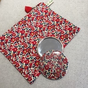 Trousse et miroir de poche liberty Made in France