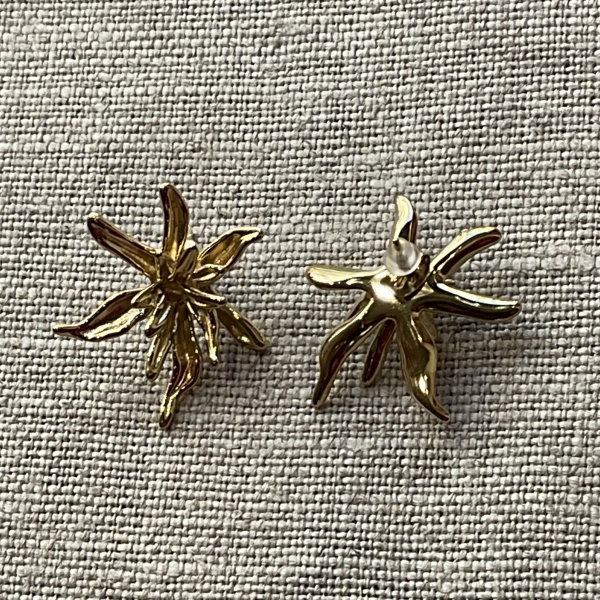 Boucles d’oreilles fleurs percées dorées acier inoxydable